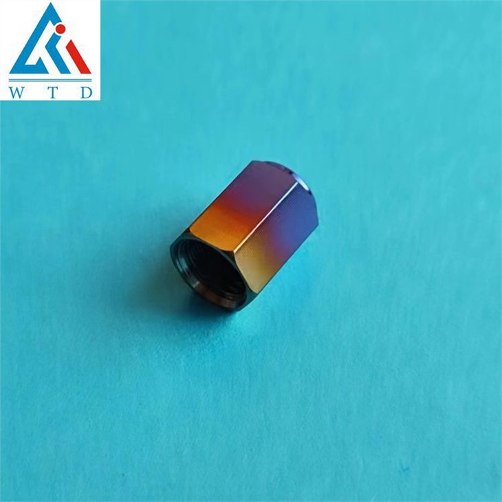 Burnt blue titanium valve cap nuts